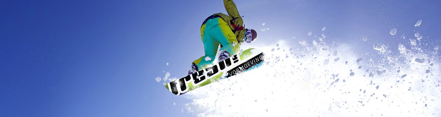 Slider foto snowboarder, website FRESH vormgeving, oss