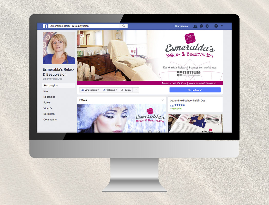 Zakelijke Facebook pagina Esmeralda's Relax- & Beautysalon